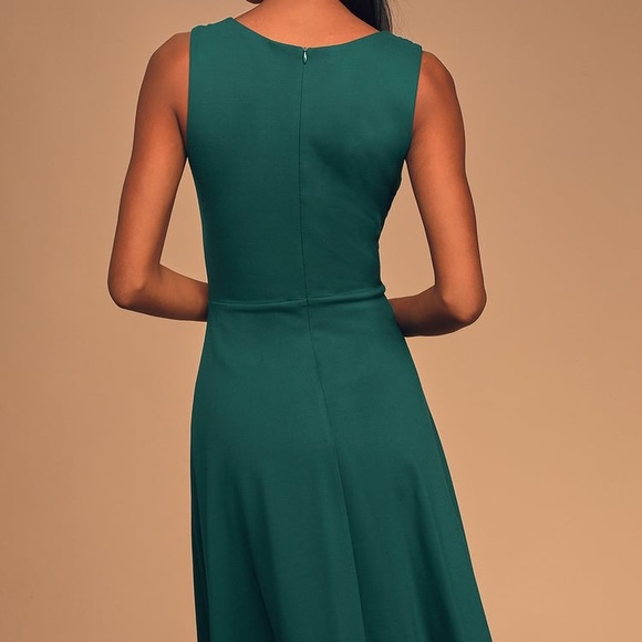 Lulus Hello World Dark Green Midi Dress - Picture 2 of 2